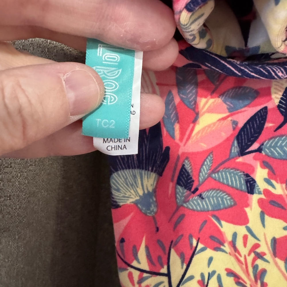 LuLaRoe TC2 Pink Floral Leggings - Picture 3 of 3